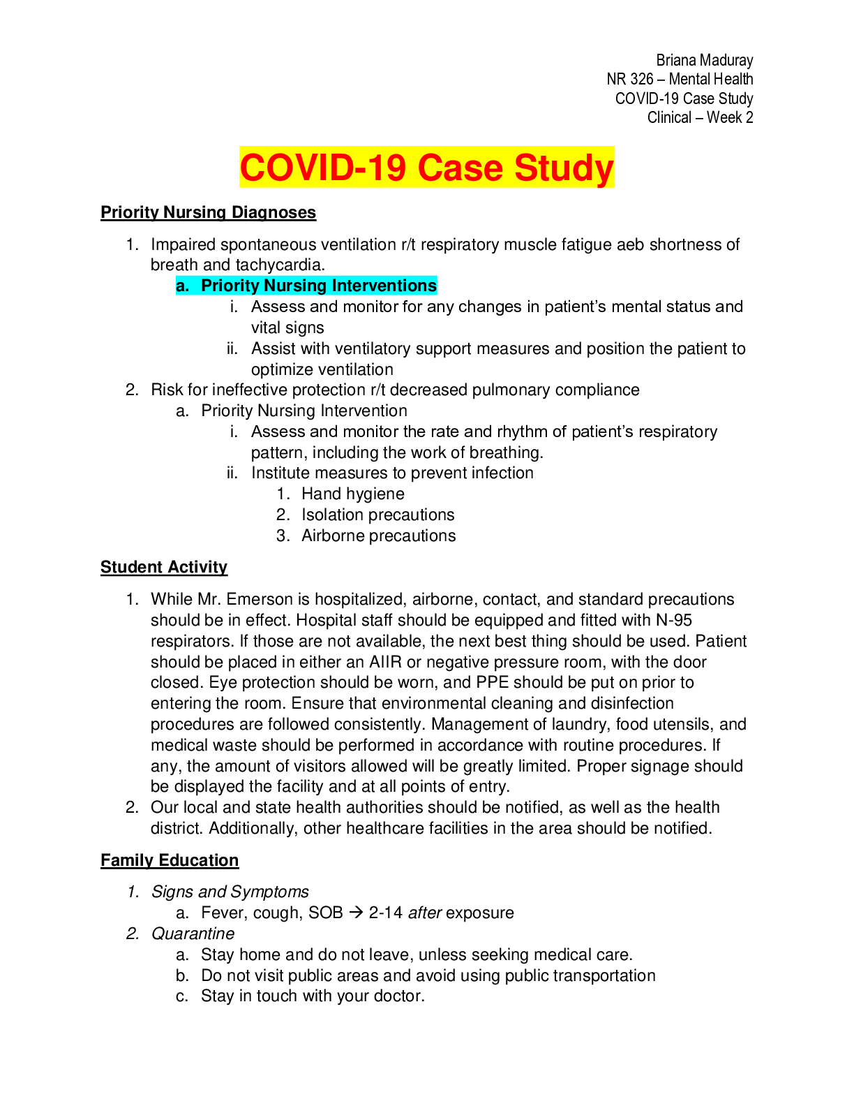 Preview image of COVID-19 CASE STUDY document
